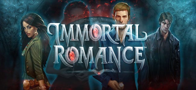 Four characters from the "Immortal Romance" video slot game