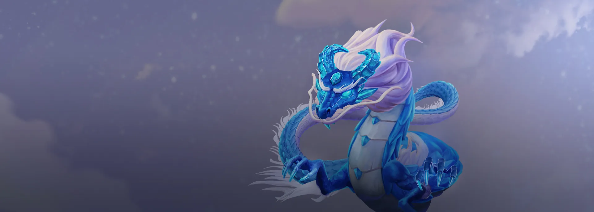A blue dragon with crystalline features and white hair